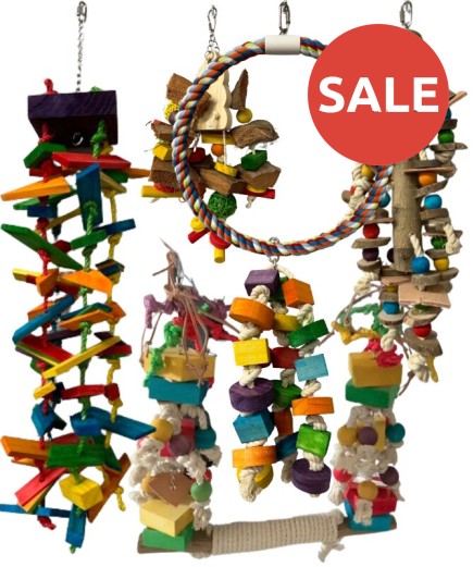 .NEW 6 x The Big One Parrot Toy Pack - African Grey, Macaw, Cockatoo etc - RRP £138.94